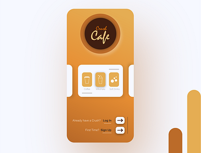 Crush Cafe UI Design app branding cafe cafe logo design flat graphic design illustration logo minimal type ui