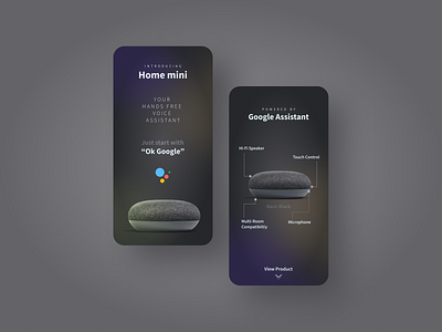 Google Home Mini UI Concept Dark Mode app dark mode dark ui design google google design gradient design gradients graphic design home automation minimal ui ux