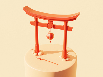 3D Japanese Arch 3d art 3d artist 3d illustration 3d render art blender blender 3d design illustraion japan warm colors