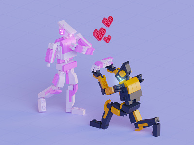 Robots in love 3d 3d art 3d artist 3d render blender blender 3d design illustration lego robot
