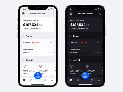 Mobile app for freelancers | UX UI Concept app balance banking cards dark dashboard design finance ios light mobile theme ui ux