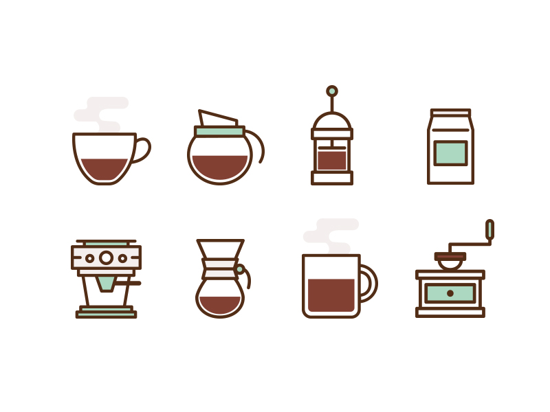 Coffee Icons by Danyelle Dertinatti Ramos on Dribbble