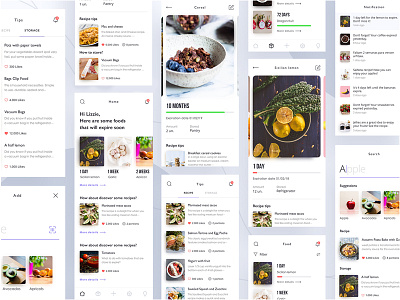 ZeroWaste app cards clean food list mobile recipe storage tips ui ux visual