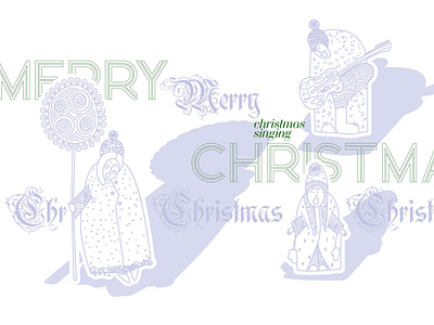 Christmas Singing People line art christmas design illustration line line art lineart linework singing song