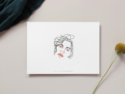 Line Illustration - Woman beautiful eyes beautiful face beautiful girl card design card with woman girl face illustration line line illustration card design line vector illustration lineart linework minimalism design two colors illustration woman face