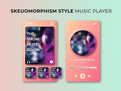 Skeuomorphism Style Music Player figma freddie mercury mobile app design musicplayer neuomorphism queen skeuomorphism uiuxdesign