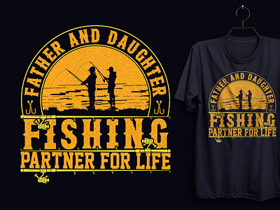 Father And Daughter Fishing T-shirt Design.