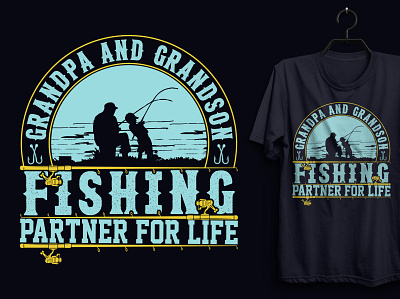 Grandpa And Grandson Fishing T-shirt Design. custom tshirt