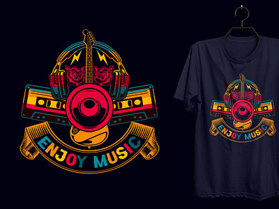 Retro Music Lover T-shirt Design.