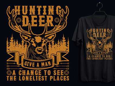 Vintage Hunting T-shirt Design.