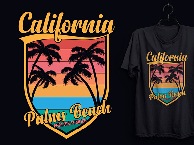 California Palms Beach T-shirt Design. custom tshirt