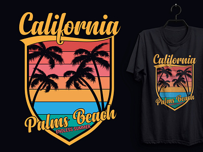 California Palms Beach T-shirt Design.