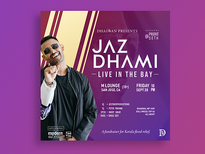 Jaz Dhami Flyer - Bay Area Club Show bhangra bollywood club event flyer indian jaz dhami punjabi