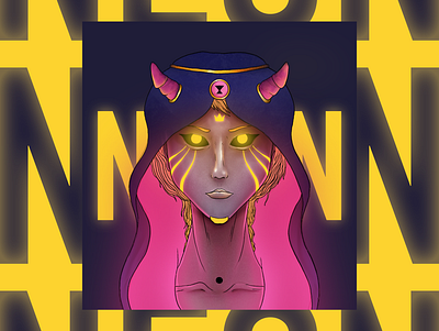 Neon character illustration procreate