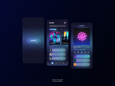 Muzzic - Music App Concept Design app design design mobile mobile app mobile app design mobile design mobile ui music music app music player ui ui ux ui design uidesign uiux