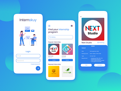 Internskuy - Internship Mobile App app app design branding design internship internshipapp mobile mobileapp mobileappdesign ui uidesign uimobile