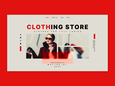 The main screen of the clothing store clothing store design main screen motion graphics promo screen ui web web design