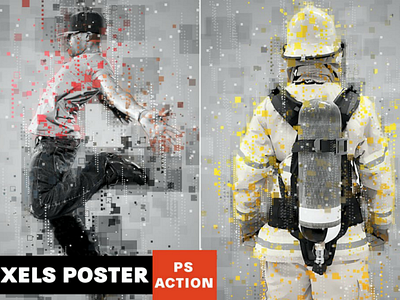 Pixels Poster Photoshop Action abstract action art design dispersion poly explode shatter flyer geometric modern photoshop pixels poster tool