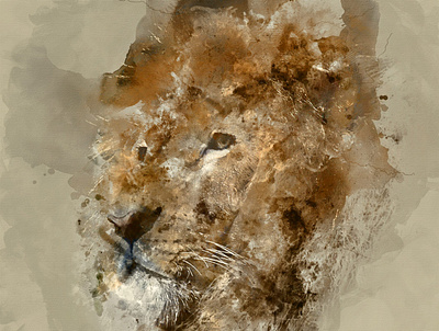 Watercolor Photoshop Action 2021 abstract animal brush creative effect fashion head illustration lion lion king new style watercolor art design modern photoshop professional sketch