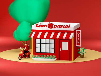 Mitrapos Lion Parcel 3d artist 3d modelling arnold render cinema4d logo motion design motiongraphics