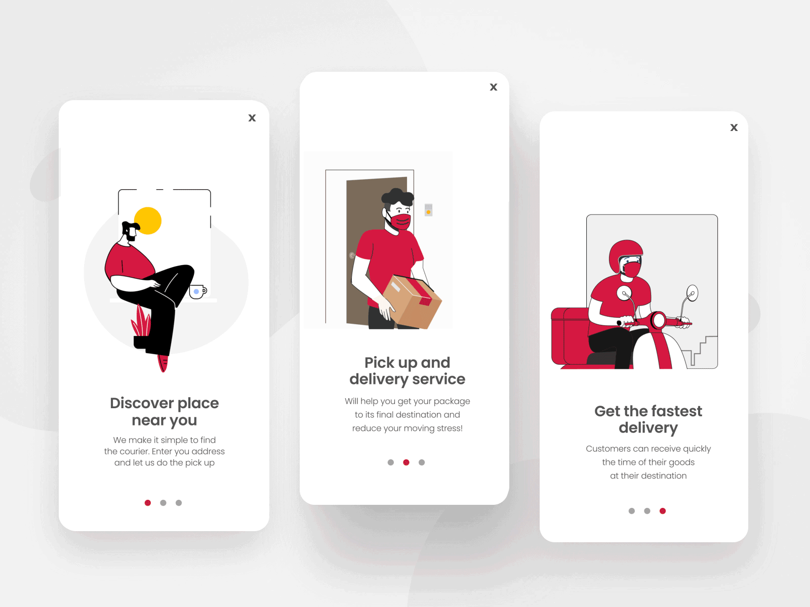 Onboarding screen for mobile apps shipping