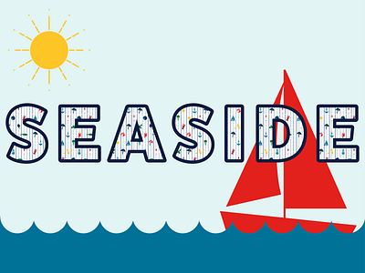 Seaside icons illustration pattern sailboat seaside sun