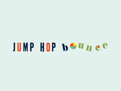 Jump Hop Bounce wordmark logo typography