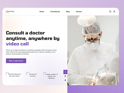 Дизайн главной страницы врача design doctor figma landing page minimal ui ux website медицина