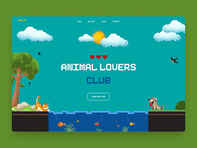 Home Page Animal Lovers Club design figma illustration pixel ui web website
