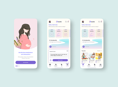 Application Meditation for pregnant women application design figma meditation minimal ui web website women