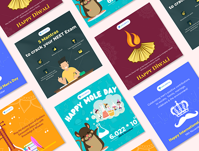 Promotional Posts for Unacademy advertising app branding design homepage ui illustration instagram posts logo marketing posts promotion social media posts ui ux vector web