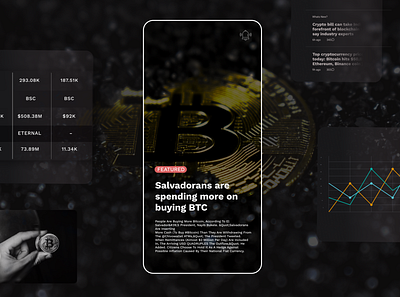 Crypto news UI app bitcoin bitcoin app branding cryptocurrency app cryptocurrency news app design graphic design homepage ui logo ui ui ux ux web