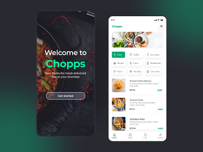 Chopps animation app design food graphic design meals restaurant ui