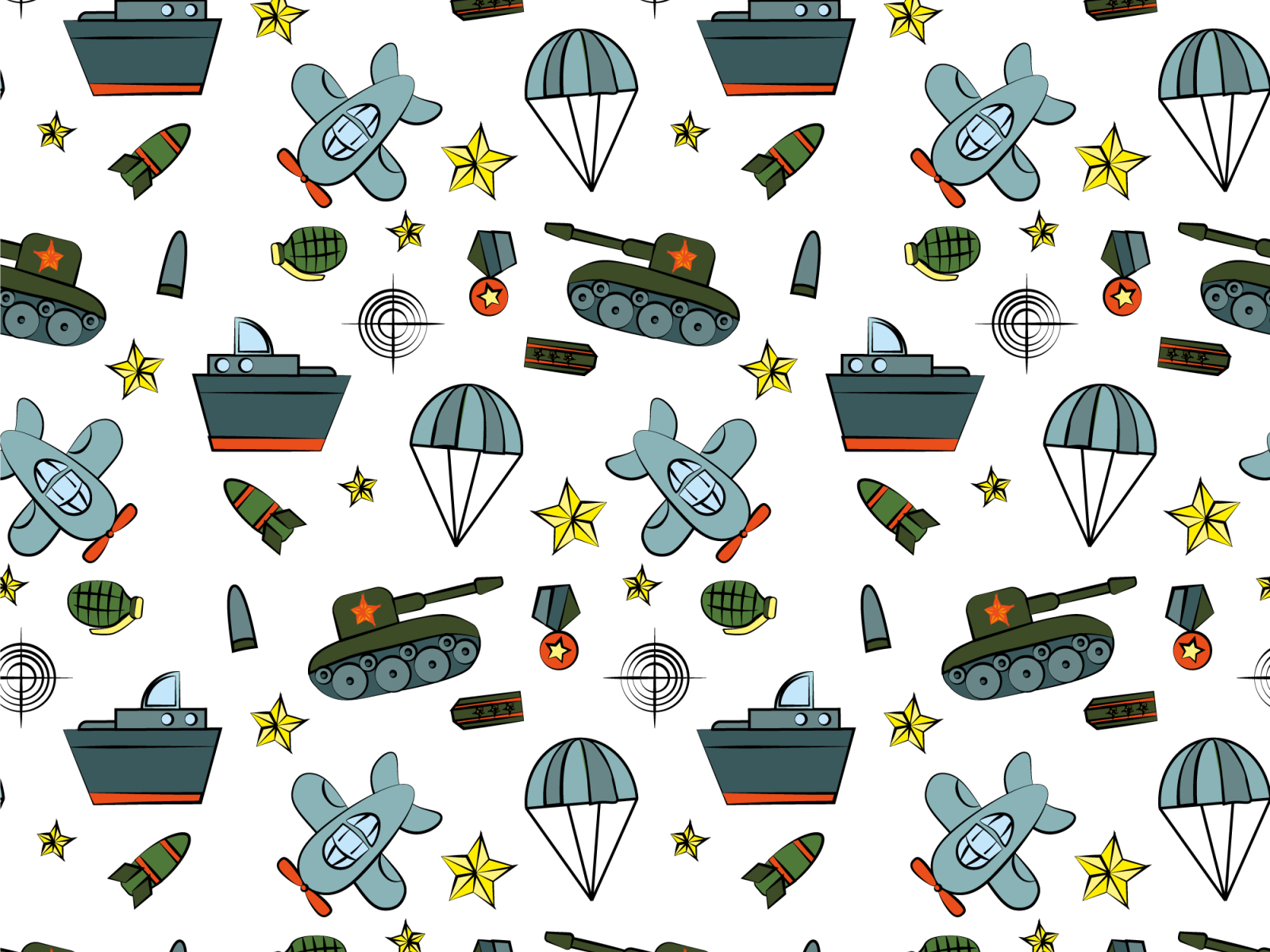 pattern with military equipment by Tatiana Popova on Dribbble