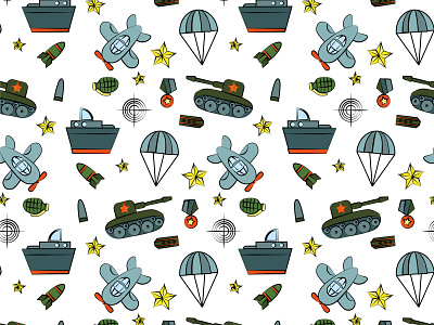 pattern with military equipment illustration pattern vector