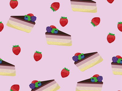 strawberry cake pattern illustration pattern vector