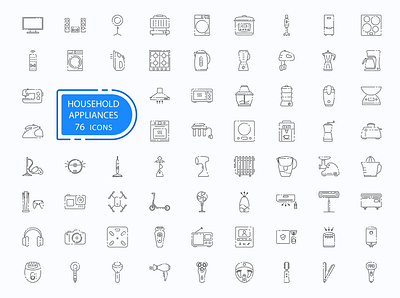 Household appliances icons appliances design flat household icon illustration sign vector