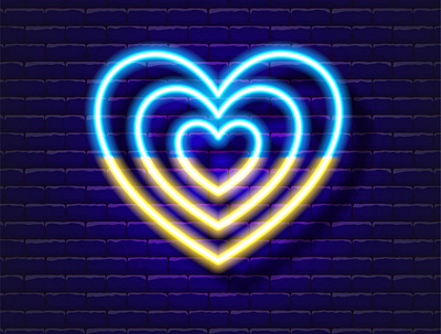 Ukraine Heart Neon Icon design flat glow icon illustration line neon sign ukraine ukraine flag vector