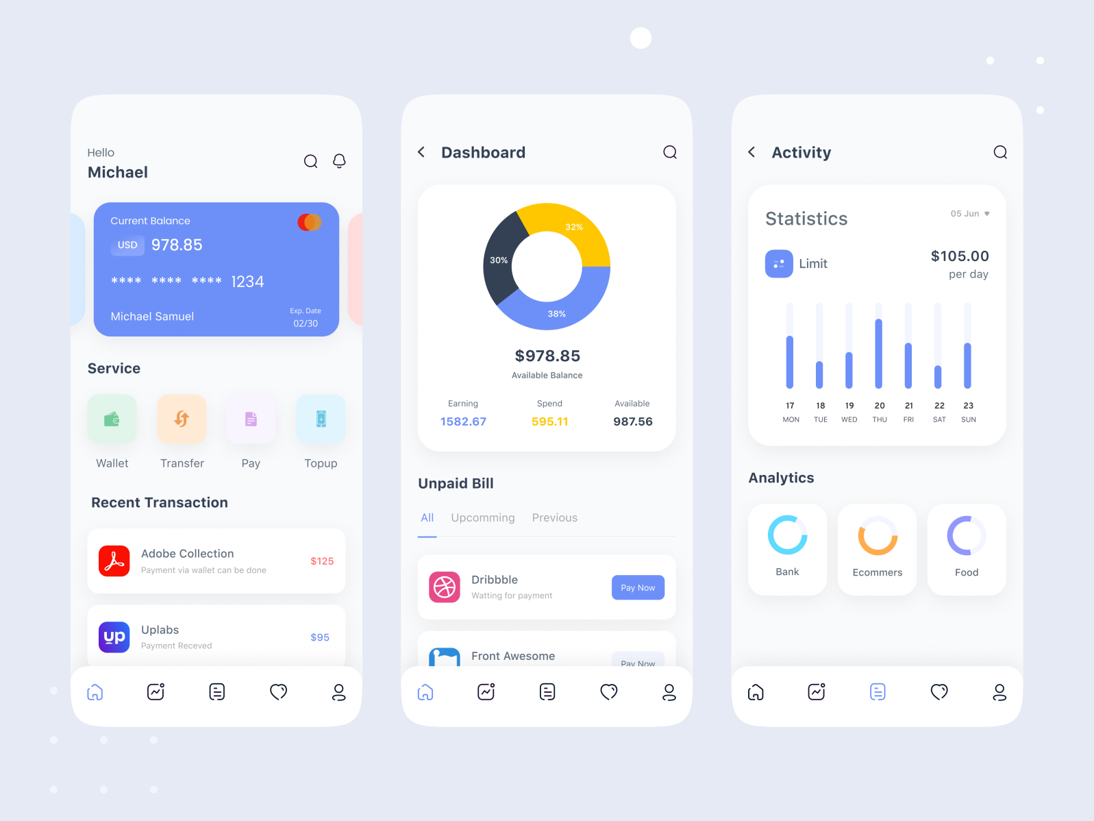 Wallet app by Didarul islam for Devignedge Design Agency on Dribbble