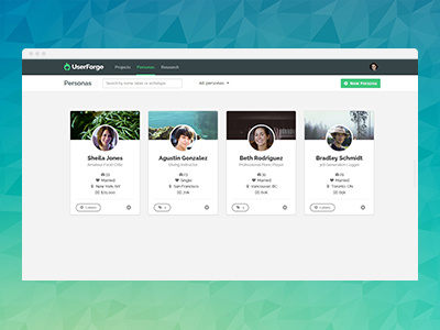 UserForge: Collaborative Persona Development App app application clean grid interface persona simple ui user web