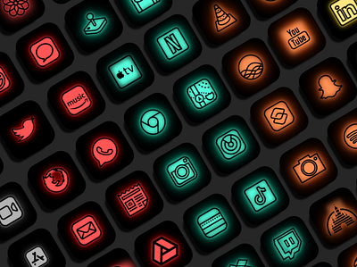 Neon Ios 14 icons icon icon pack minimal