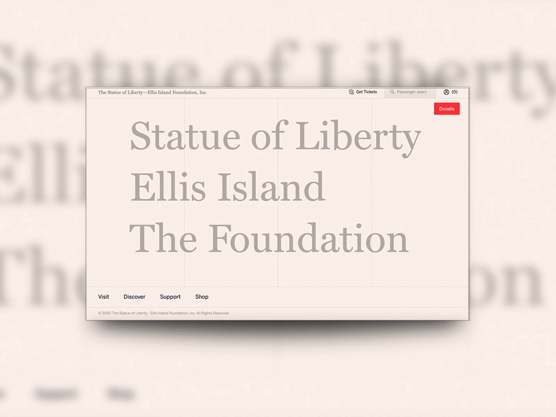 Statue of Liberty and Ellis Island - Website design animation art branding design digital design graphic design interaction minimal statue of liberty statueofliberty ui ux web website
