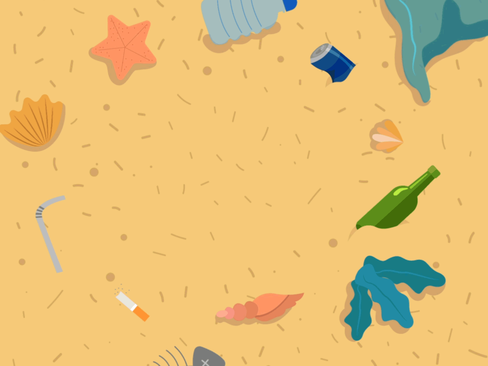 Rubicon Clean Beaches Week aftereffects animated animation art direction beache character clean concept creative designers digital illustration education gif marine motion design ocean portfolio recicle sea yellow