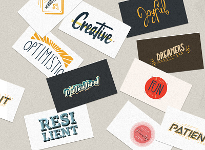 Lettering | Positive Adjectives branding design digital design graphic design illustration inspiration lettering lettering art lettering artist print product typography vector