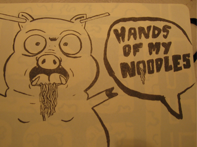 Hands Of My Noodles chopstick drawing moleskine noodles pig