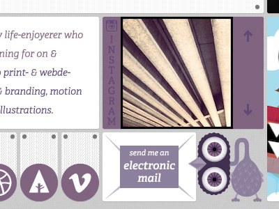 Prplps Design (detail) bird instagram menu pies portfolio purple purplepies social icons webdesign