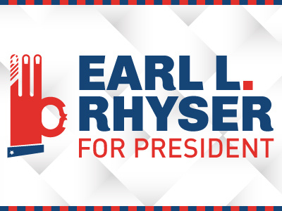 ELF blue campaign elf hand logo president red typo