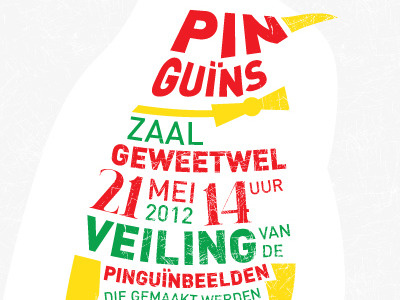Pinguïns green penguin red typo yellow