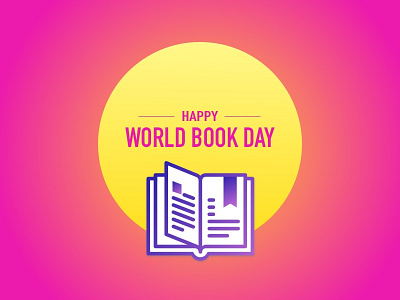 World Book Day banner blue book day illustration ios pink poster ui ux world yellow