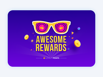 Awesome Rewards!! card coins crown design flat icon illustraion ios logo loyalty pink points purple reward typography ui ux vector yello yellow